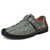Niulatu Summer Sandals Men Breathable Leather Shoes Man Retro Outdoor Men Sandals Antiskid Beach Sandals Hollow Shoes Footwear DJSE