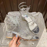 Niulatu Summer New Style Women's Sandals Sexy Luxury Rhinestone Bow Chunky Heel Sandals Banquet Shoes DJSE