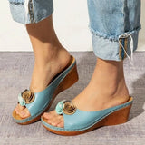 Niulatu Casual Sandals Women Wedges Sandals Flowers Open Toe Fish Mouth Med Summer Women Shoes Fashion 2025 High Heel Shoes DJSE