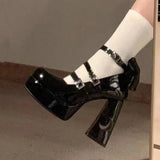 Niulatu Platform High Heels Pumps Women 2025 Spring Punk Thick Heel Mary Jane Lolita Shoes Woman Patent Leather Cosplay Shoes DJSE