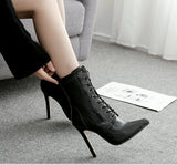 Niulatu Ankle Boots For Women High heels Fashion Pointed toe Ladies Sexy shoes 2025 New Lace-Up Bootswf76 DJSE