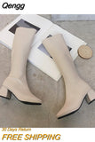 Niulatu Women Warm Long Boots Woman Knee High Booties Ladies Shoes Platform Thick Heel PU Leather Soft Zipper Woman Fashion Winter 2025 DJSE