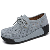 Niulatu Women Casual Shoes Genuine Leather Holes Platform Women Sneakers Shoes Cutout Suede Slip On Shoes Woman WSH3351 DJSE