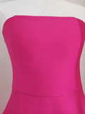 Niulatu A line Strapless Hot Pink Satin Short Homecoming Dresses Birthday Outfits SD230