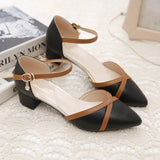 Niulatu Women Classic Pointed Toe High Quality Black Leather Buckle Strap Square Heel Shoes Lady Office Pumps Sapatos Femininas G288 DJSE
