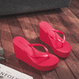 Niulatu Women Summer Shoes Woman 2025 Wedge Rubber Flip Flops Heeled Mules Candy Colors Platform Female Beach Slippers White 39 DJSE