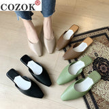 Niulatu Fashion Pointed Toe Mules Women Summer Slippers Candy Color Flats Slip-on Holiday Ladies Sandals Slides PU Women Shoes DJSE