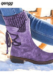 Niulatu Women Winter Mid-Calf Boots Flock Winter Shoes Ladies Fashion Snow Boots Shoes Thigh High Suede Warm Botas Zapatos De Mujer DJSE