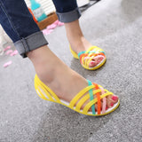 Niulatu Women Rainbow Jelly Sandals Candy Color Peep Toe Female Flat Beach Shoes Slip On Slides Casual Ladies Summer Footwear DJSE