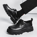 Niulatu Platform Men Casual Leather Shoes Designer Fashion Thick Sole Martin Shoes Classic High Quality Black Business Shoes for Men DJSE
