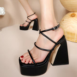 Niulatu Open Toe Platform Flared High Heels women's Sandals Ankle Strap Buckle Summer Fashion Dress Wedding Party Shoes Woman DJSE