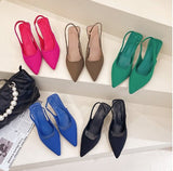 Niulatu Spring Slingback Sandals Women Half Wrap Pointy Toe Designer High Heel Shoe Elegant Pleated Pumps Party Dress Mujer DJSE