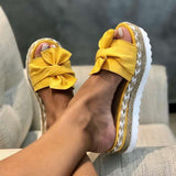 Niulatu Women Slippers Platform Wedge Sandals Fashion Bow Peep Toe Beach Outdoor Ladies Walking Shoes Plus Size Zapatilla Mujer DJSE