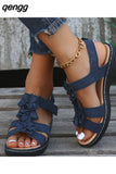 Niulatu Women Reported Wedges Orthopedic Shoes Flowers Decoration Comfortable Walking Sandals Women Beach Shoes DJSE