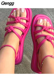 Niulatu Women Sandals Heels Summer Shoes For Women Platform Sandalias De Mujer Narrow Band Summer Sandals Female Wedge Shoes DJSE