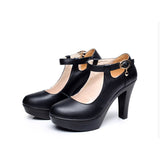 Niulatu Quality Women's Genuine Leather Shoes Platform 2025 Mary Jane Block High Heels Pumps Office Work Mom Shoe Dance DJSE