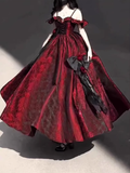 Niulatu Ball Gown Straps Long Burgundy Ruffles Lace Prom Dresses Birthday Outfits SD461
