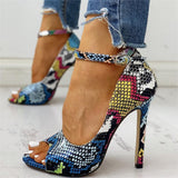 Niulatu Women Pumps Summer Stiletto Heels Buckle Gladiator Sandals Office Professional Sandals Party Wedding High Heels Shoes DJSE