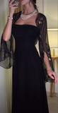 Niulatu A Line Black Strapless Long Prom Dress Formal Evening Dress HZ1007