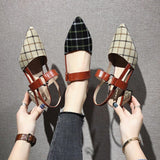 Niulatu Shoes New Hollow Coarse Sandals High-heeled Shallow Mouth Pointed Pumps Work Women Female Sexy High Heels Zapatilla Lattice DJSE