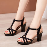 Niulatu Sexy High Heels Ladies Summer Dress Shoes For Women Female Leather Platform Wedge Heel Elegant Sandal 32 35 36 37 43 DJSE