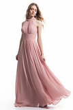 Niulatu Halter Chiffon Long Prom Dress with Elegant HZ1007