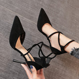 Niulatu Women's Dress Classy High Heels Women 2025 Spring and Autumn New Pointed Toe Stiletto Sandals Buckle Strap Internet Hot Shoes DJSE