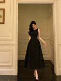 Sexy A Line Scoop Black Sleeveless Prom Dresses Party Dress Summer Birthday Outfits Birthday Dresses HZ1214