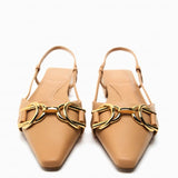 Niulatu Women White Flats Slingbacks Sexy Summer Fashion Pointed Toe Sandals Elegant Office Lady Flat Shoes Casual Flat Slides DJSE