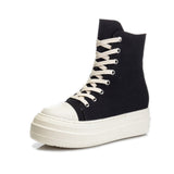 Niulatu Sneakers Women Round Toe Leisure Outwear Black Casual Shoes Platform Lace-Up Trainers Handmade Sapatos Feminina DJSE