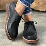 Niulatu Women Coze Vegan Leather Lace Up Flat Shoes DJSE