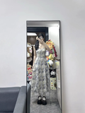 Niulatu Retro A Line Spaghetti Straps Floral Ruffles Party Beach Dresses Birthday Outfits SD551