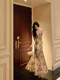 Cute Mermaid Spaghetti Straps Floral Sleeveless 18th Birthday Dress Party Gown Birthday Outfits For Women HZ1214
