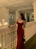Sexy Mermaid Spaghetti Straps Burgundy 21st Birthday Dress Holiday Outfit Birthday Outfits For Women HZ1214