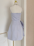 Niulatu A line Spaghetti Straps Sleeveless Lilac Cocktail Dress Short Birthday Outfits SD396
