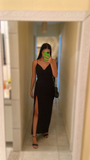 Niulatu Black Sheath Evening Dress With Split Black Evening Gown HZ1007