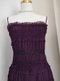 Niulatu Sheath Spaghetti Straps Grape Sleeveless Party Dress Holiday Birthday Dresses For Women SD357