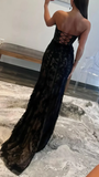 Niulatu Evening Dress Sexy Strapless Sweetheart Lace Slit Mermaid Prom Dress HZ1007