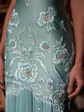 Niulatu Mermaid Strapless Neckline Green Satin Long Prom Dress Evening Dress Formal Dress SD2173