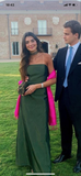 Niulatu Green Satin Strapless Sheath Long Prom Evening Dress HZ1007