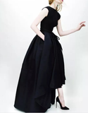 Niulatu black prom dress charming pretty gown simple evening dress o-neck party formal dress HZ1007