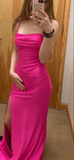 Niulatu Spaghetti Straps Slit Mermaid Prom Dress Evening Dress HZ1007