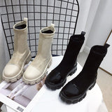 Niulatu Women Boots Black Sock Boots 2025 New Punk Gothic Women's Ankle Shoes Platform Shoes Women White Sock Boots Cool Ladies DJSE