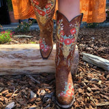 Niulatu Toe Chunky Vintgae Wedding Western Mid Calf Boots For Women Embroidery Cowgirls Cowboy Slip On Shoes Boots DJSE