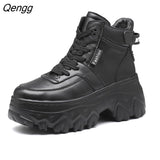 Niulatu Women's Sneakers Winter Platform Women's Shoes Chunky Sole Sneakers Height Increasing Women Boots Thick Sole Woman Spring Autumn DJSE