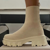 Niulatu Women Boots 2025 Platform Boots for Autumn Winter Shoes Slip on Platform Shoes Women Ankle Boots White Heels Short Botas Mujer DJSE