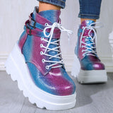 Niulatu NEW 2025 Fashion Trendy Big sizes 43 Platform High Heels Autumn Winter Add Plush Wedges Shoes Stylish Ankle Boots Women DJSE