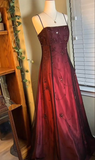 Niulatu Burgundy Tulle Beaded A Line Prom Dress Evening Dress HZ1007