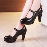 Niulatu 32-43 Block Heel Platform Shoes Women Pumps 2025Black Mary Janes Soft Leather High Heels Office Party Dress Shoe DJSE