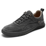 Niulatu Men's genuine Leather Casual Shoess lace up Trend Comfortable Men Shoes outdoor Sneakers British Fashion Men High Top Moccasins DJSE
